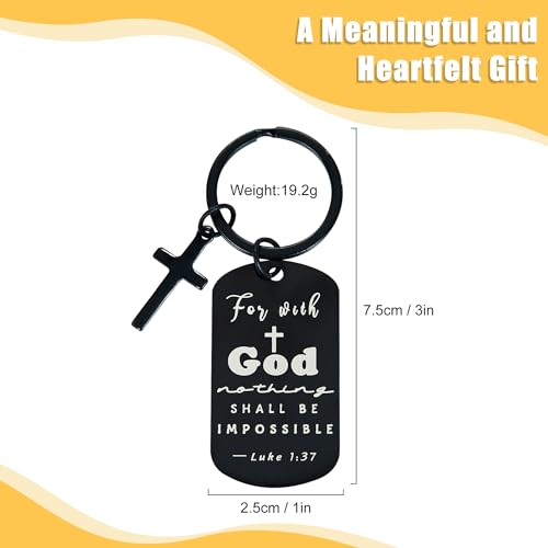 kilofly Christian Inspirational Bible Verse Keychain Gift Cross Charm - style: Faith-black-30