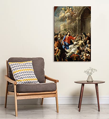 Canvas Print Wall Art - Raising of The Son of The Widow of Nain by Martino Altomonte - 12x18 inches - color: Raising of the Son of the Widow of Nain, size: 18"L x 12"W