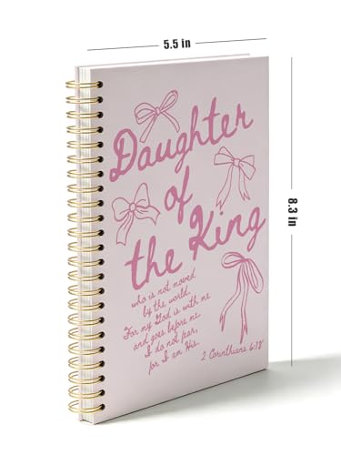 Pink Bow Christian Bible Journal Notebook for Women Teen Girls Kids - color: daughter of the king
