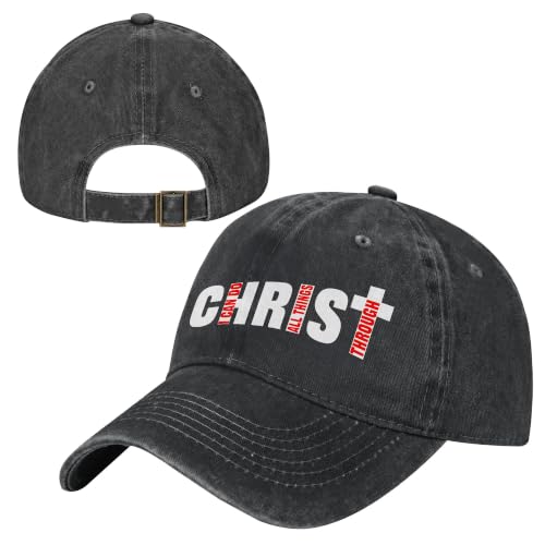 Religion Christ Christian Jesus Baseball Cap for Men Women Adjustable Retro Washed Golf Dad Caps Funny Graphic - color: I Can Do All Things Through Christ