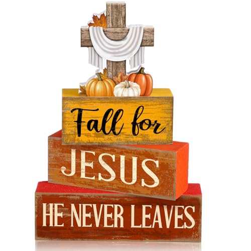 Lineshading 4 Pcs Fall Decoration For Home Fall Religious Wooden Signs - style: Thanksgiving Rustic