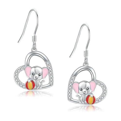 Crab/Mushroom/Lobster/Bat/Angler Fish/Tiger/Elephant/Jellyfish/Flamingo/Scorpion Earrings Dangling Sterling Silver Created Blue Opal Earrings Jewelry Gifts for Women Girls… - style: Elephant