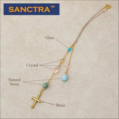 Christian Rearview Mirror Car Charm, Sun Catcher for Faith and Protection - color: Gold-Pastel