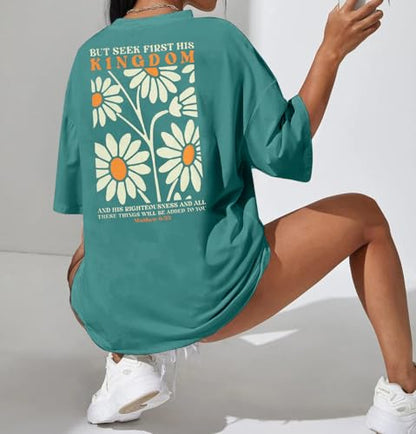 Christian Shirts for Women Jesus Shirt Christian Graphic Tees - color: Green, size: Small