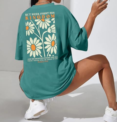 Christian Shirts for Women Jesus Shirt Christian Graphic Tees - color: Green, size: XX-Large