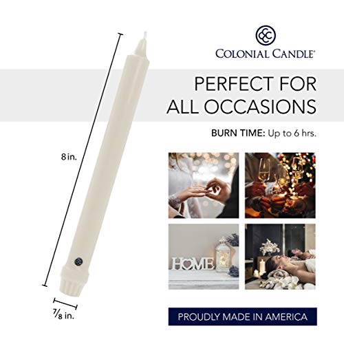 Colonial Candle Unscented Taper Candle, Classic Collection, Limoncello, 8 in, Pack of 12 - Up to 6 Hours Burn - color: Limoncello, size: 8 In, style: Classic