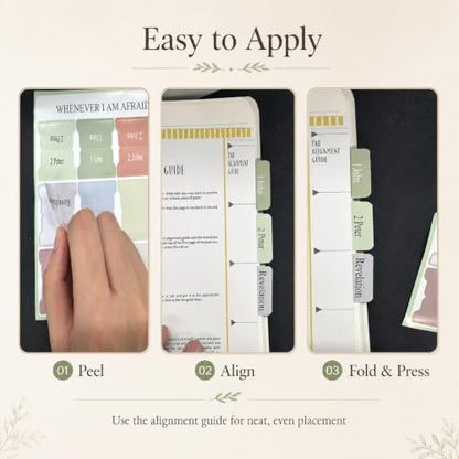 90 Bible Book Tabs with Cross Bookmark, Boho Laminated Index Tabs for Study
