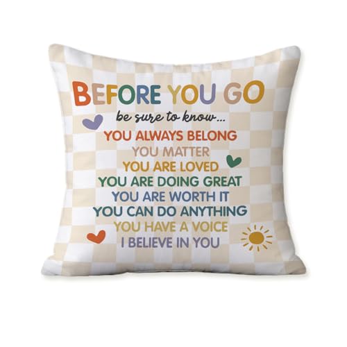 Kids Classroom Throw Pillow Covers 18x18 Inch - color: White-before You Go