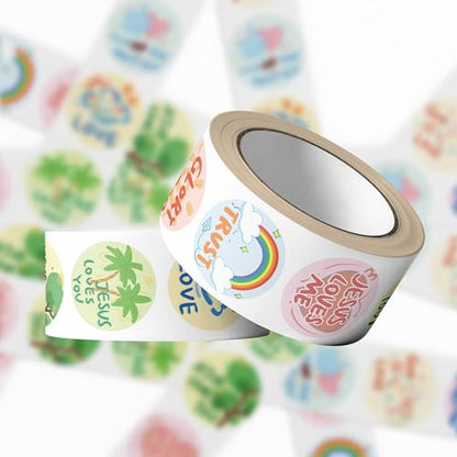 1000 Pieces Bible Sticker Roll for Kids 20 Styles Christian Reward Stickers - style: Bible