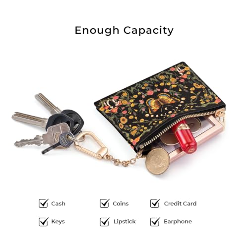 Butterfly Moon Keychain Coin Purse for Women, Small Change Pouch - color: Butterfly Moon