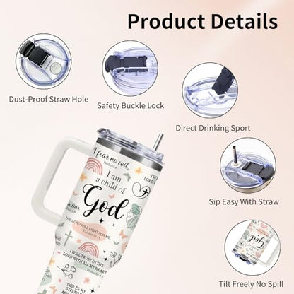 Christian Gifts for Women - I Am a Child of God 40 oz Tumbler with Handle - color: Child1