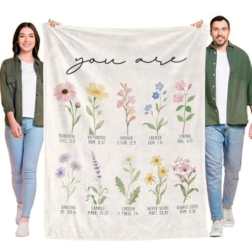 Christian Gifts for Women, Soft Throw Blanket with Flowers and Bible Verse, Cozy Flannel Spiritual Catholic Blanket for Couch, Home Halloween Decor Religious Gifts for Lover,30"x 40" - color: Christian Blanket 1, size: 30"x40"
