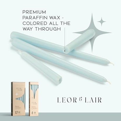 Leor & Lair Light Blue Taper Candles, 12 Pack, 10" Tall Candlesticks - color: Light Blue