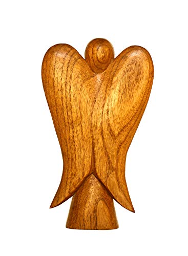 G6 Collection Wooden Handmade Abstract Sculpture Statue, Praying Angel, 10" - style: Praying Angel