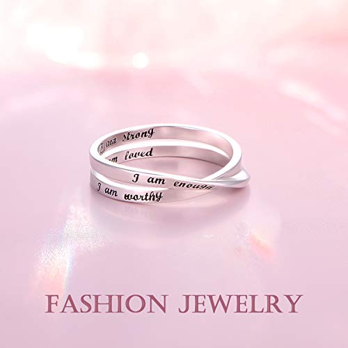 YinShan 925 Sterling Silver Inspirational Ring I am Enough Rings/God Grant Me The Serenity/Always Remember You Are Braver for Women Girls Size 6-9 - style: I am enough