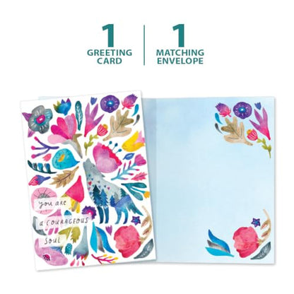 Tree-Free Greetings - Wolf Encouragement Card - Courageous Soul - color: Courageous Soul