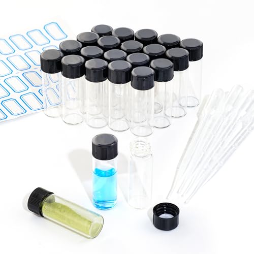 4ml Glass Vials with Screw Caps Small Sample Vials with Lids 20PCS - style: 4ml-20pcs
