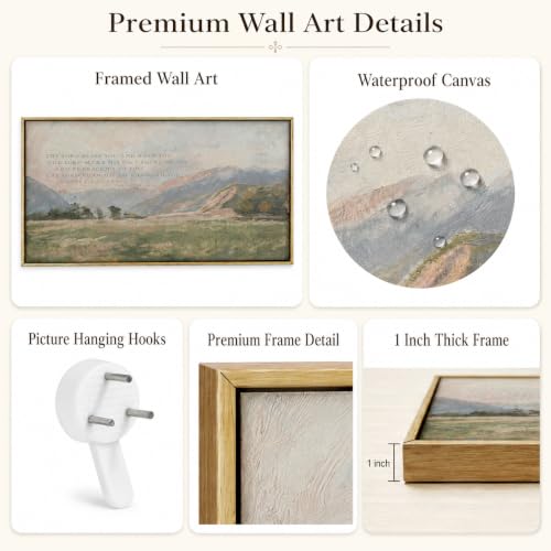 Extra Large Framed Mountain Landscape Wall Art,Rustic Bible Verse Art - color: Bible Verse Mountain, size: 24"L x 48"W