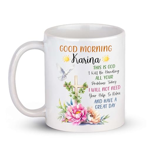 Personalized Christian Coffee Mugs Presents, Novelty Custom Bible Verse Ceramic Cup, Customized Religious Tea Cup With Name, Inspirational Mug For Friends, Floral Cross On Mugs - color: XUA-324-1550-Bible Verse