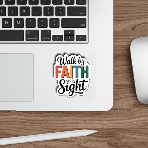 (3Pcs) Walk by Faith Not by Sight Stickers Inspirational Christian Faith Quote Motivational Gifts Waterproof Vinyl Decals for Laptop Water Bottle Car Size 3" x 2.2" - color: Walk By Faith Not By Sight