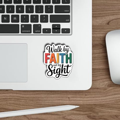(3Pcs) Walk by Faith Not by Sight Stickers Inspirational Christian Faith Quote Motivational Gifts Waterproof Vinyl Decals for Laptop Water Bottle Car Size 3" x 2.2" - color: Walk By Faith Not By Sight