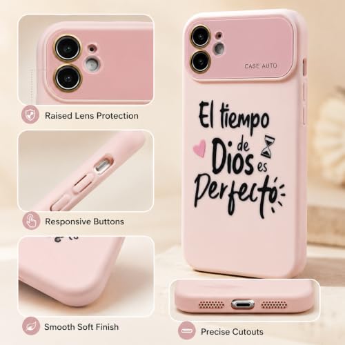 for iPhone 17 Pro Max Case God's Timing is Perfect Spanish Bible Verse Phone Case, Full Camera Lens Protection, Shockproof Drop Resistant Durable Cover (Pink, iPhone 11) - color: pink, size: iPhone 11