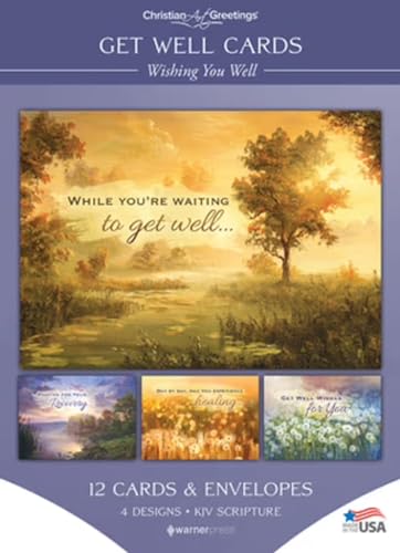 Warner Press G3494 Wishing You Well Boxed Assorted Get Well Cards with KJV Scripture - Box of 12