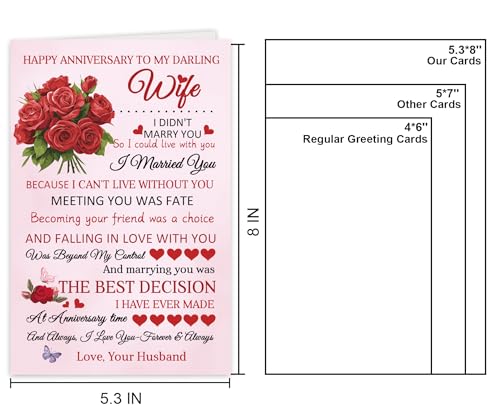 UUEFKTN Sweet Anniversary Card for Wife Partner, Heartfelt Wedding Anniversary Card for WIfe from Husband. - color: #2