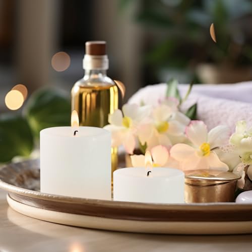 3" x 3" Hand-Poured Unscented White Pillar Candles, Dripless Candles Set of 3, Smokeless, Clean Burning, Approx 40 Hours Burn Time, Wedding, Dinner, Christmas and Home Decor