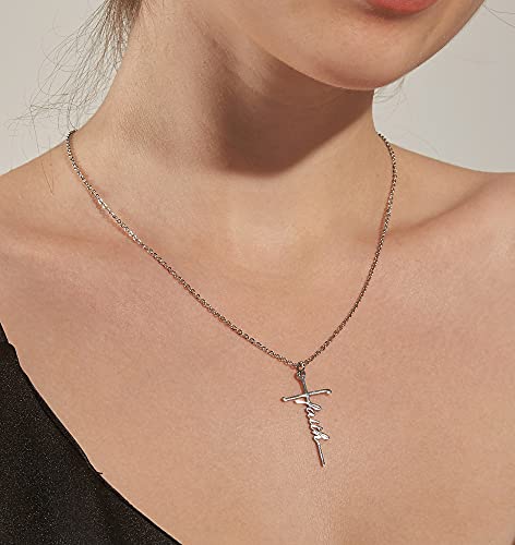 Lcherry Faith Cross Pendant Necklace for Women Religious Christian Jewelry Birthday Christmas Gifts for Women - style: 18-believe