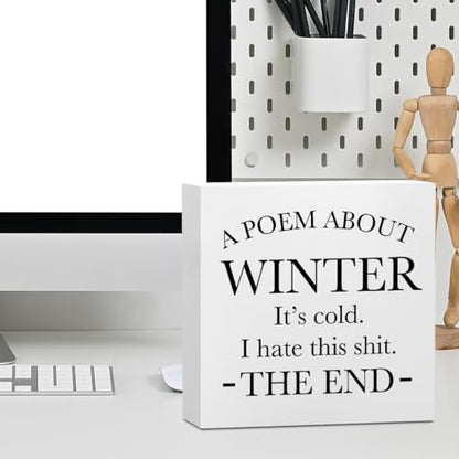 Funny Quotes Office Supplies Rustic Desk Decor White Wooden Box Sign - color: White0392