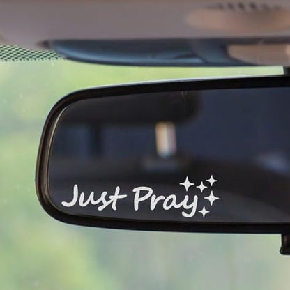 3Pcs Jesus Christian Mirror Stickers Decals for Car Rearview (White) - color: White-Just Pray
