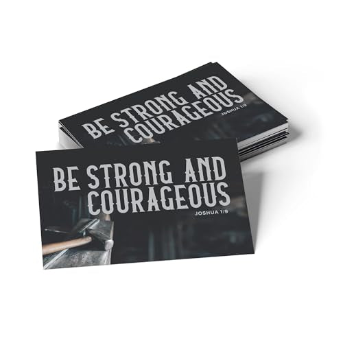 Pass It On Scripture Cards, Iron, Strong and Courageous, Joshua 1:9, Pack of 25 — Inspirational Bible Verse Wallet Cards, Devotional, Bible Study - Small Christian Greetings for Encouragement - color: Strong and Courageous