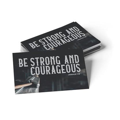 Pass It On Scripture Cards, Iron, Strong and Courageous, Joshua 1:9, Pack of 25 — Inspirational Bible Verse Wallet Cards, Devotional, Bible Study - Small Christian Greetings for Encouragement - color: Strong and Courageous