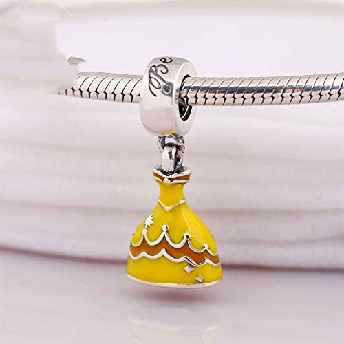 Sport Religious Charm 925 Sterling Silver Pendant,Jewelry Beads Gifts for Women Bracelet&Necklace - color: Yellow Princess Dress