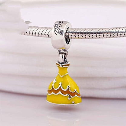 Sport Religious Charm 925 Sterling Silver Pendant,Jewelry Beads Gifts for Women Bracelet&Necklace - color: Yellow Princess Dress