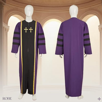 Men Priest Costume Pastor Gown Clergy Pulpit Robes Halloween - color: Purple, size: Small
