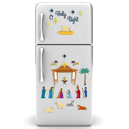 Yinder 26 Pcs Nativity Scene Magnets, Xmas Refrigerator Magnets, Cute - style: Cute