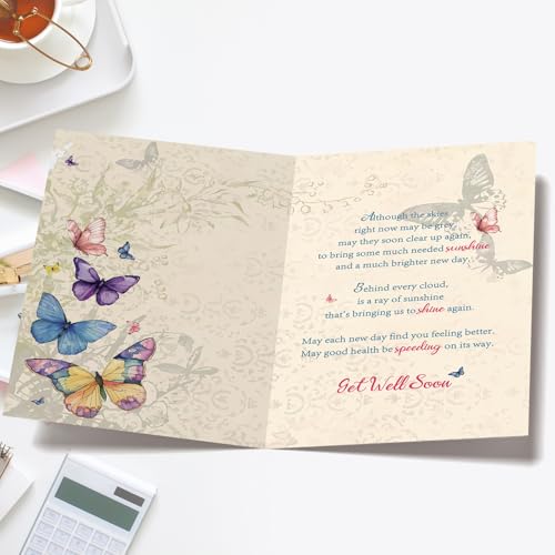 YiKaLus Butterfly Get Well Soon Card,Gentle Healing Recovery Card for Women - style: card 453