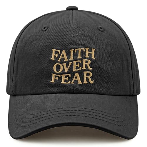 Faith Over Fear Hat for Men Women Embroidered Adjustable Cotton Christian Jesus Religious Faith Baseball Cap - color: Black