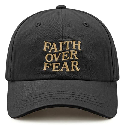 Faith Over Fear Hat for Men Women Embroidered Adjustable Cotton Christian Jesus Religious Faith Baseball Cap - color: Black