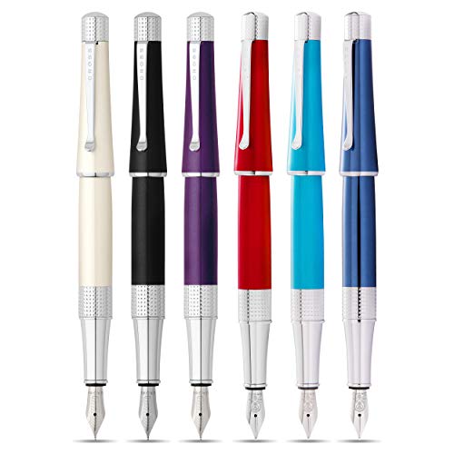 Cross Beverly Refillable Fountain Pen, Medium Nib, Includes Premium Gift Box - Translucent Teal Lacquer - color: Translucent Teal Lacquer, style: Fountain Pen
