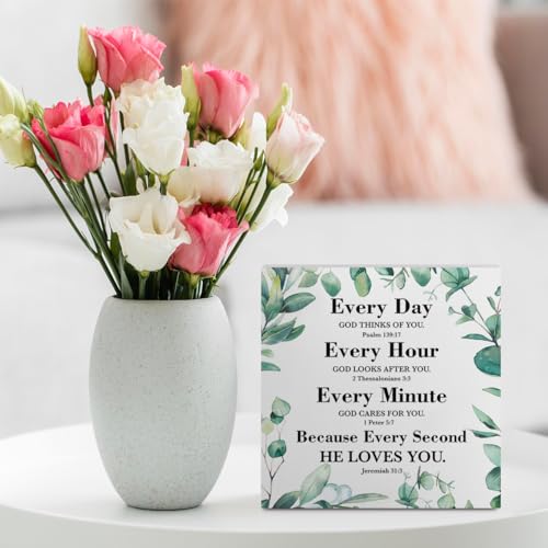 Inspirational Christian Office Supplies Desk Decor White Wooden Box Sign - color: White0386