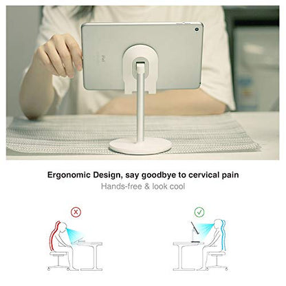 Bright Stone Phone Stand for Desk, Adjustable Cell Phone Holder for Desk, Compatible with 4"-12.9" Phones/Tablet/iPhone/iPad/Switch (White) - color: White