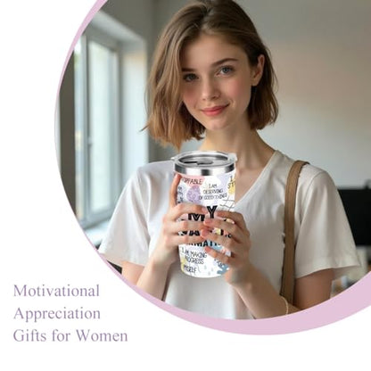 jeilink Positive Tumbler,Daily Affirmations for Women Mental Health Inspirational Gifts for Sister Friend Boss Coworker Birthday Friendship Christmas Office 20 oz Insulated Coffee Tumbler Travel Cup - color: Daily 0851