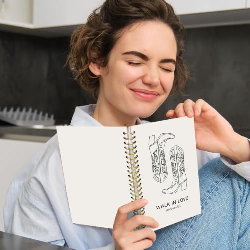 UTELKA Sermon Notes Journal, Bible Journal Bible Study Supplies Notebook, Western Bible Study Journal 5.5x8.3, Cowgirls Boots Walk in Love Inspirational Notes Notebook For Office Work Christian Gifts - color: Cowgirls Boots Walk in Love