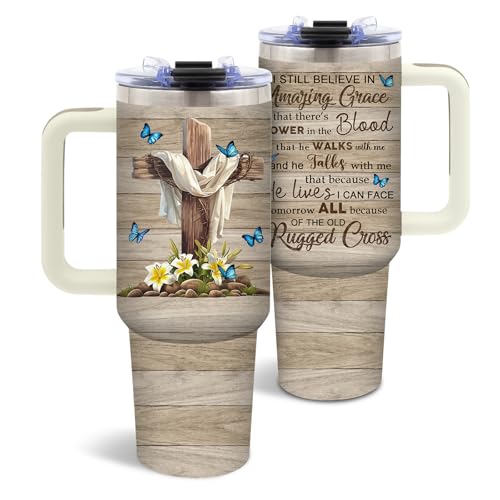 DUUV Christian Tumbler 40oz, Insulated Christian Gift for Women - color: Wood Grain Christian