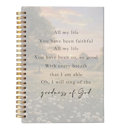VNWEK Daisy Floral Christian Spiral Notebook Journal 5.5x8.3 Inch, Goodness of God Bible Journal for Women, Sunset Nature Scenery Religious Lined Hardcover Spiral Notebook - color: 35-XZ-bible-notebook