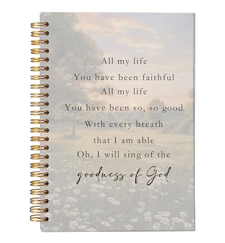 VNWEK Daisy Floral Christian Spiral Notebook Journal 5.5x8.3 Inch, Goodness of God Bible Journal for Women, Sunset Nature Scenery Religious Lined Hardcover Spiral Notebook - color: 35-XZ-bible-notebook