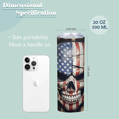 ATHAND 20oz 1776 American Flag Skull Stainless Steel Tumbler with Lid,1 Pcs - color: American Flag Skull